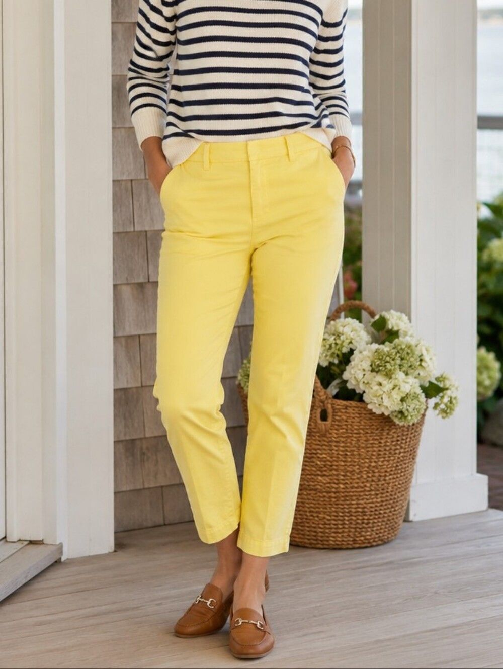 J.Crew Scout Chino Pants 00 Soft Yellow Cropped Preppy Coastal Butter Yellow